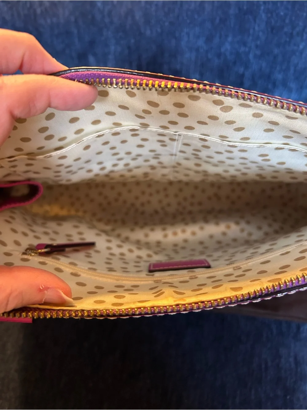 kate spade Magenta Wellesley Maeda Leather Dome Satchel with Gold Hardware